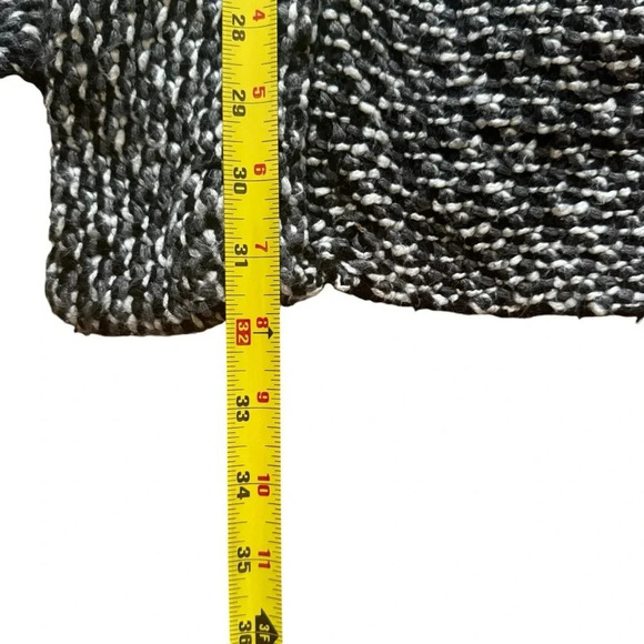 Zara Knit Chunky Black White Grey Open Front Cardigan Sweater M - Picture 8 of 11